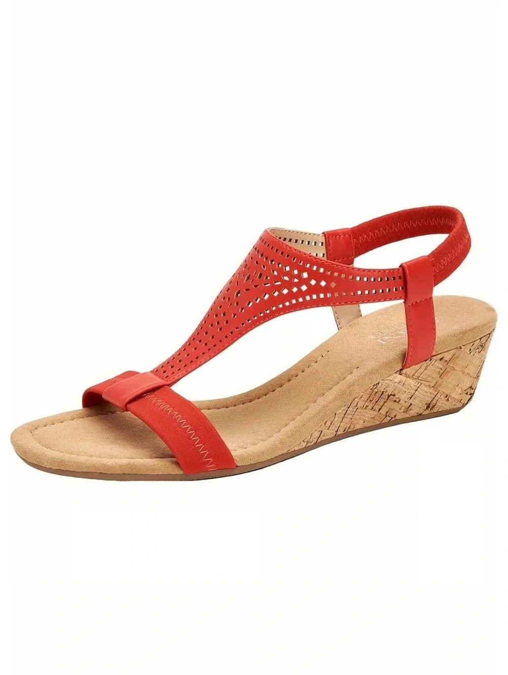 Womans Size 11 Alfani Red T-Strap Wedge Sandal Heel
